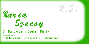 maria szecsy business card