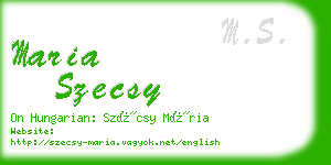 maria szecsy business card